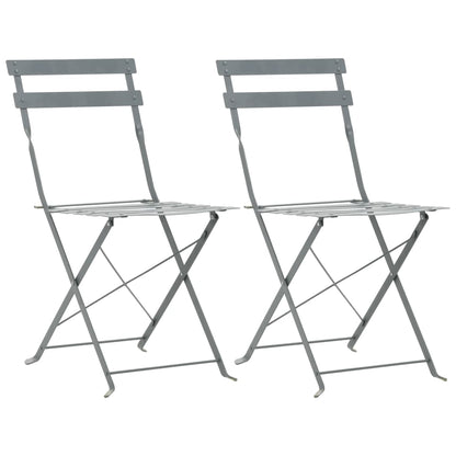 Bistro Set | Steel Grey | Powder-coated steel | Space-saving | Foldable