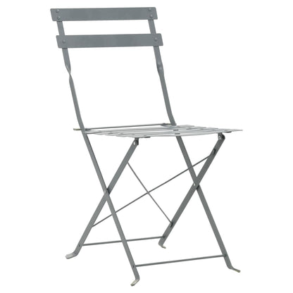 Bistro Set | Steel Grey | Powder-coated steel | Space-saving | Foldable