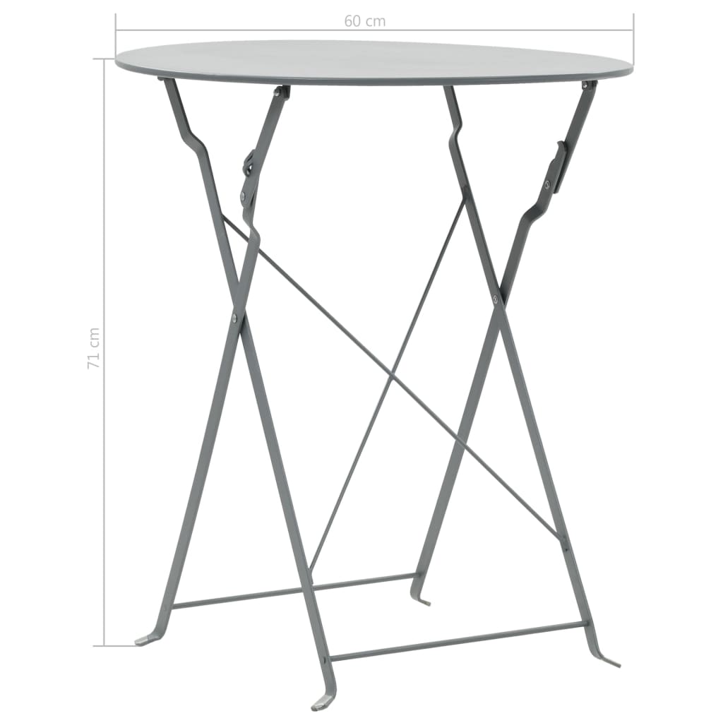 Bistro Set | Steel Grey | Powder-coated steel | Space-saving | Foldable