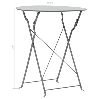 Bistro Set | Steel Grey | Powder-coated steel | Space-saving | Foldable
