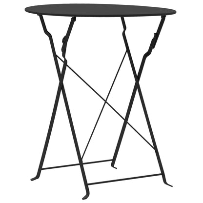 Bistro Set | Black | Powder-coated steel | Compact | Foldable