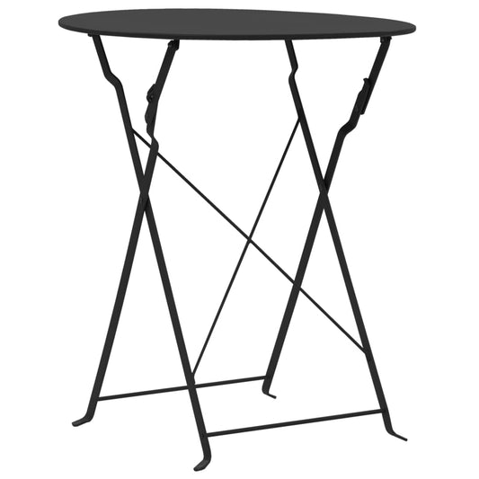 Bistro Set | Black | Powder-coated steel | Compact | Foldable