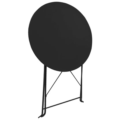Bistro Set | Black | Powder-coated steel | Compact | Foldable