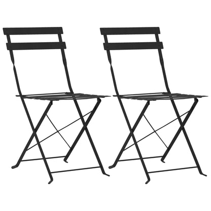 Bistro Set | Black | Powder-coated steel | Compact | Foldable