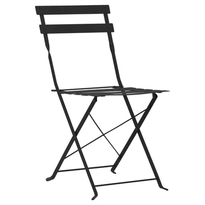 Bistro Set | Black | Powder-coated steel | Compact | Foldable