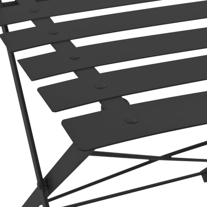 Bistro Set | Black | Powder-coated steel | Compact | Foldable