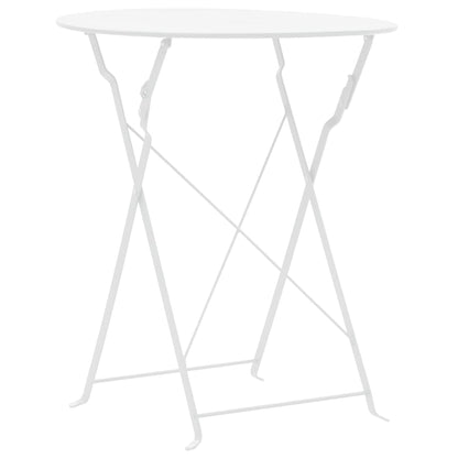 Bistro Set | White | Powder-Coated Steel | Compact | Foldable