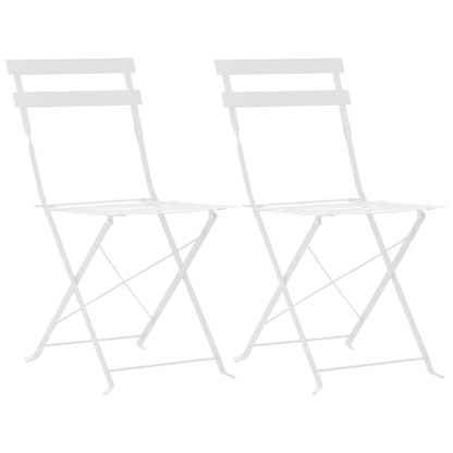 Bistro Set | White | Powder-Coated Steel | Compact | Foldable