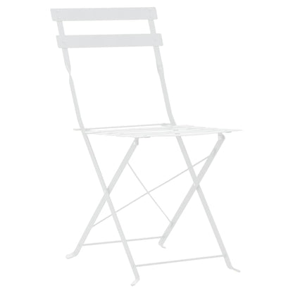 Bistro Set | White | Powder-Coated Steel | Compact | Foldable