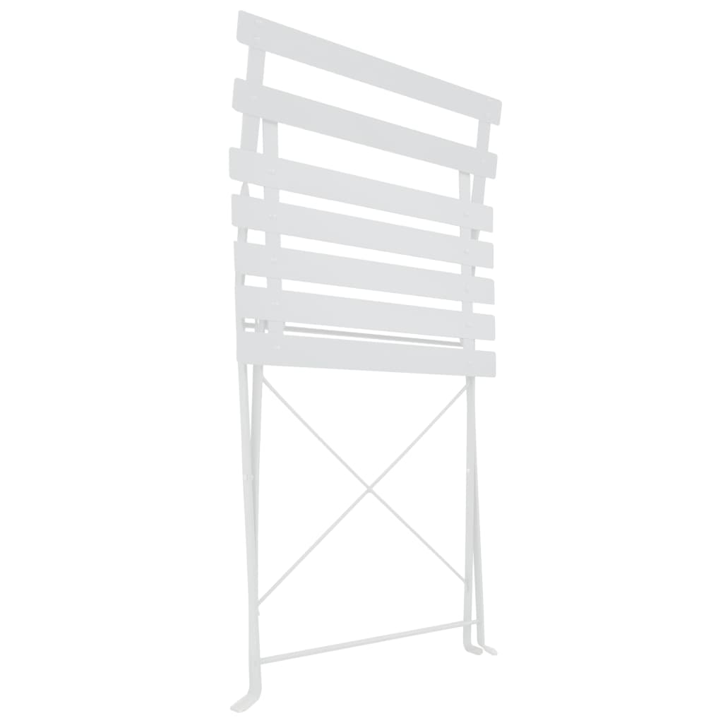 Bistro Set | White | Powder-Coated Steel | Compact | Foldable
