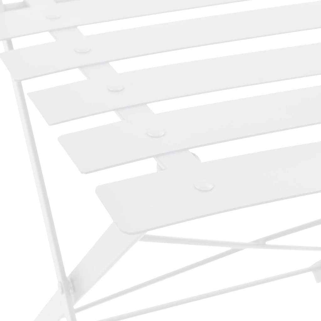 Bistro Set | White | Powder-Coated Steel | Compact | Foldable