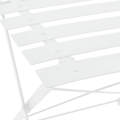 Bistro Set | White | Powder-Coated Steel | Compact | Foldable