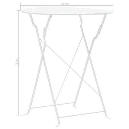 Bistro Set | White | Powder-Coated Steel | Compact | Foldable