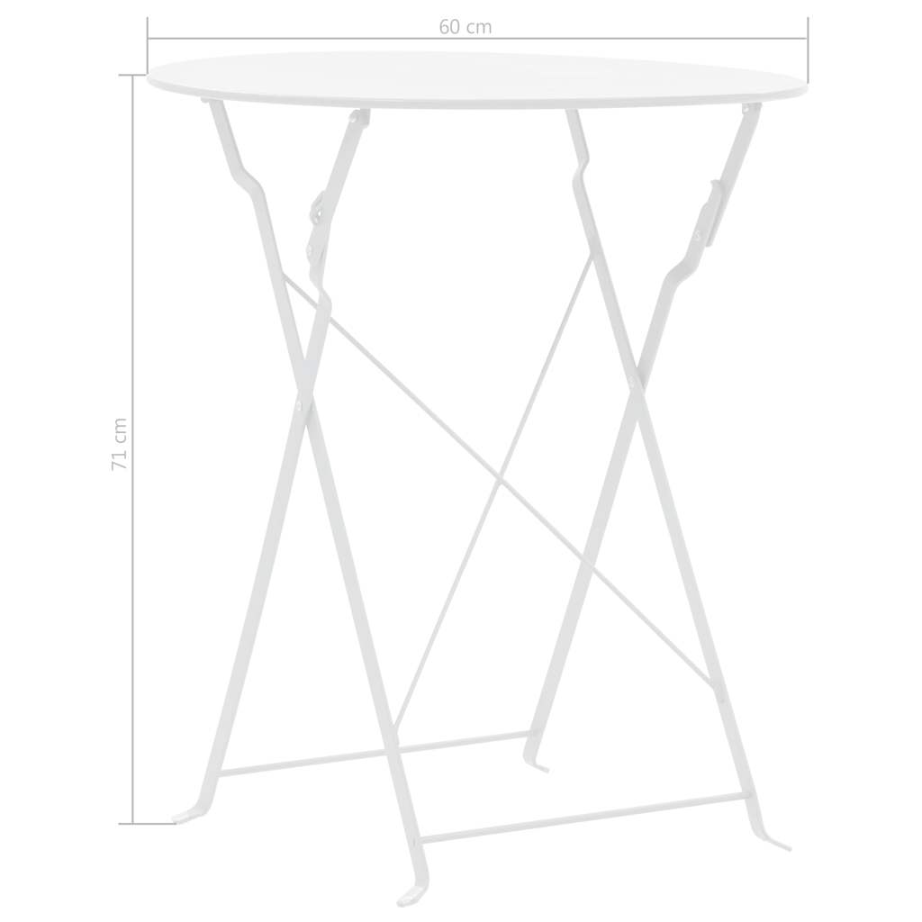 3 Piece Bistro Set Steel White