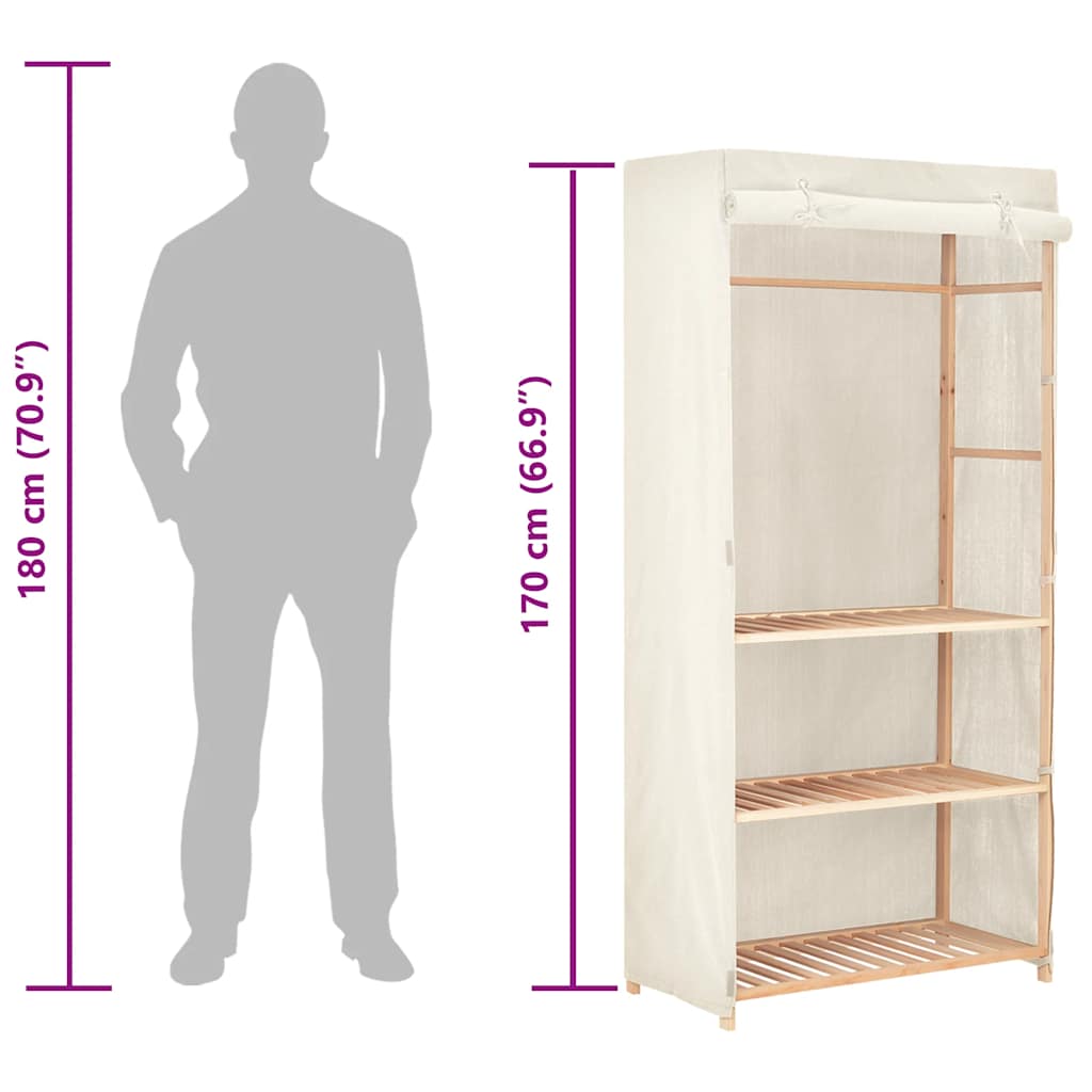 247107 vidaXL 3-Tier Clothes Wardrobe 79x40x170 cm