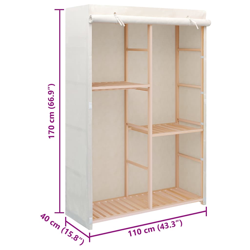 247108 vidaXL 3-Tier Clothes Wardrobe 110x40x170 cm