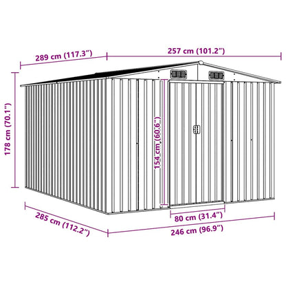 Garden Shed 257x298x178 cm Metal Green