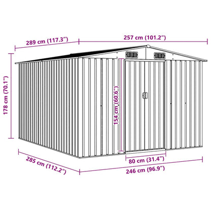 Garden Shed | Grey | Galvanised Steel | Large | Sliding Components
