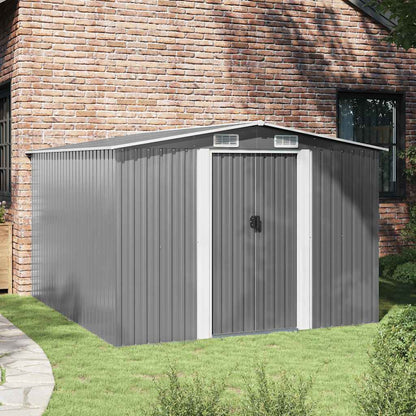 Garden Shed | Grey | Galvanised Steel | Large | Sliding Components