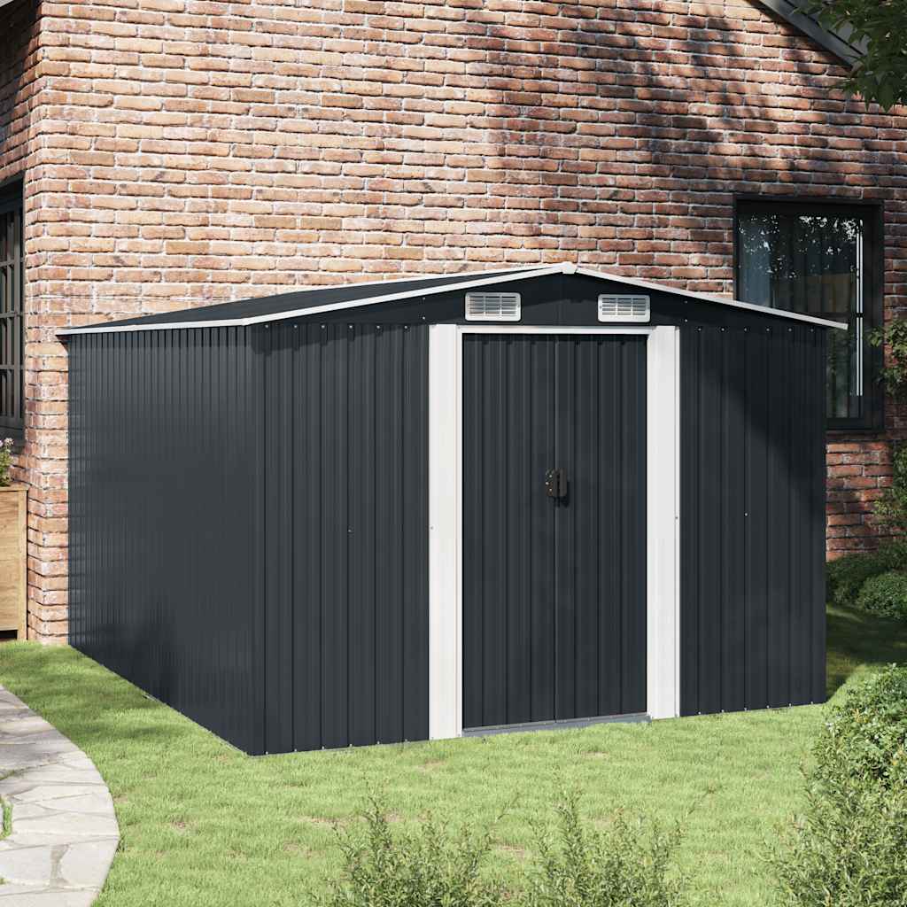Garden Shed | Anthracite | Galvanised Steel | Large | Sliding Components