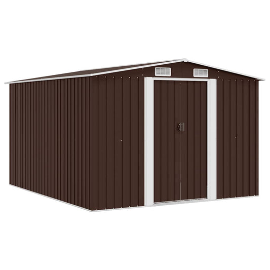 Garden Shed 257x298x178 cm Metal Brown