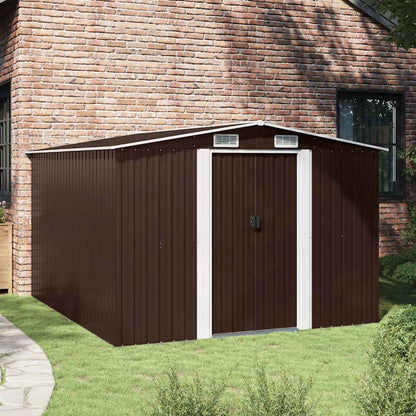Garden Shed 257x298x178 cm Metal Brown