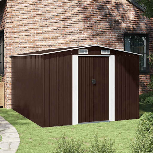Garden Shed 257x298x178 cm Metal Brown