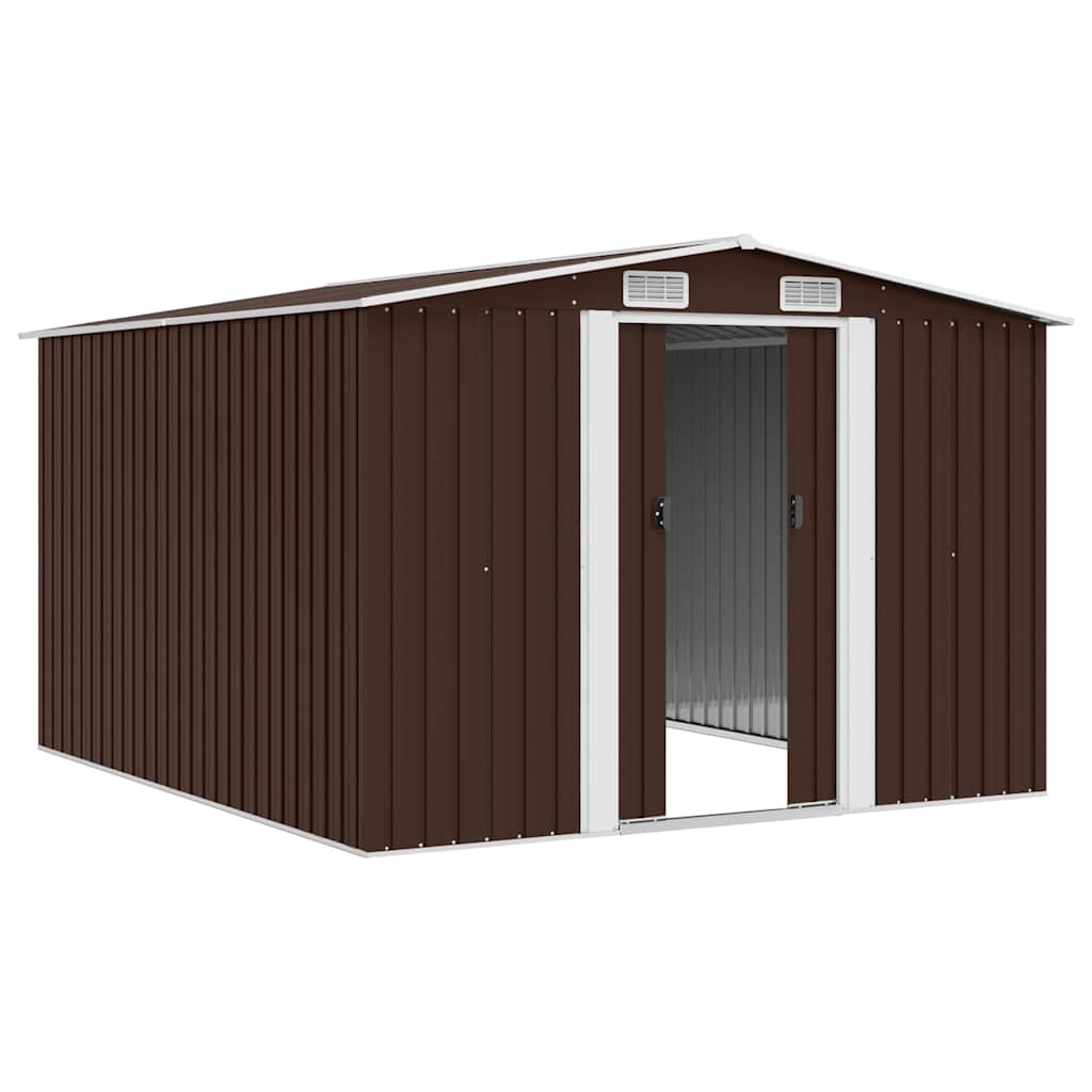 Garden Shed 257x298x178 cm Metal Brown