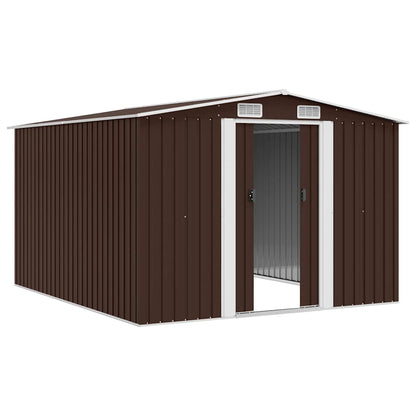 Garden Shed 257x298x178 cm Metal Brown