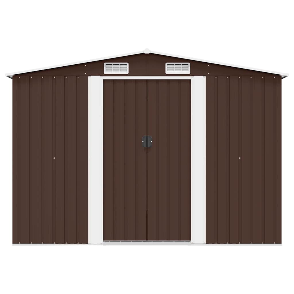 Garden Shed 257x298x178 cm Metal Brown