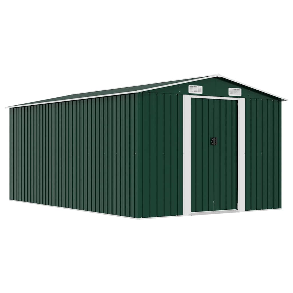 Garden Shed | Green | Galvanised Steel | Large | Sliding Doors