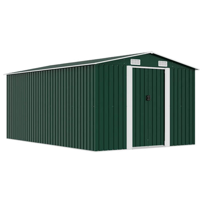 Garden Shed | Green | Galvanised Steel | Large | Sliding Doors