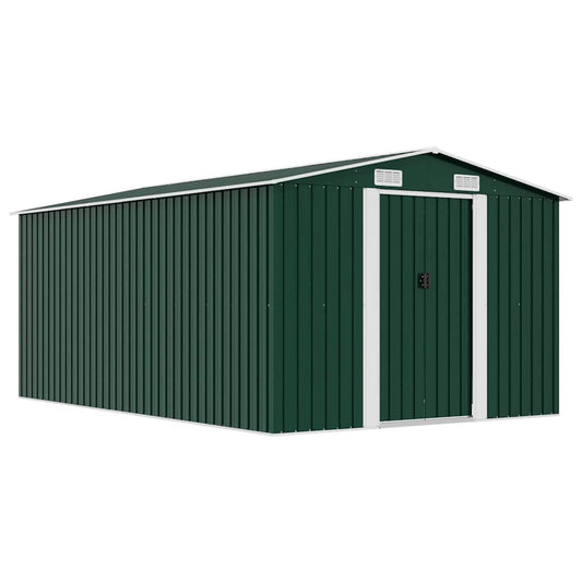 Garden Shed 257x392x181 cm Metal Green