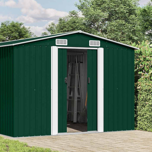 Garden Shed 257x392x181 cm Metal Green