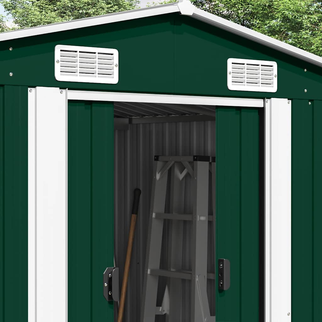 Garden Shed | Green | Galvanised Steel | Large | Sliding Doors