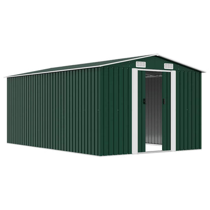 Garden Shed | Green | Galvanised Steel | Large | Sliding Doors