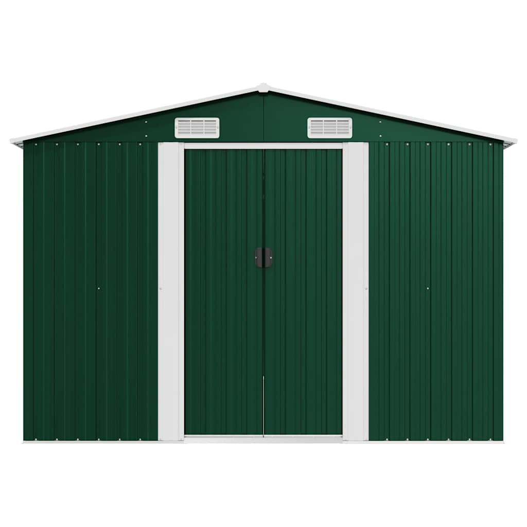 Garden Shed | Green | Galvanised Steel | Large | Sliding Doors
