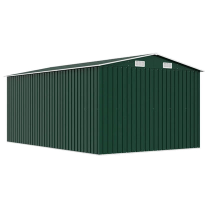 Garden Shed | Green | Galvanised Steel | Large | Sliding Doors