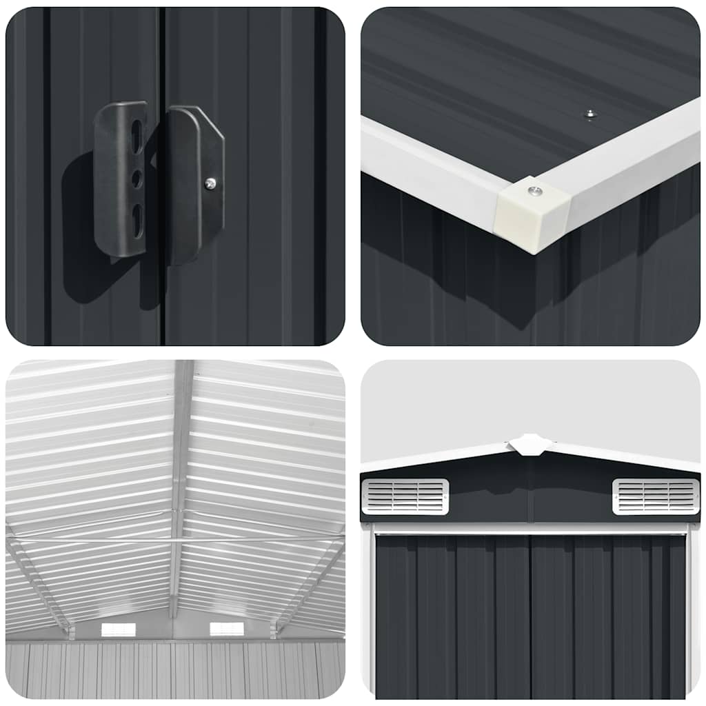 Garden Shed 257x392x181 cm Metal Anthracite