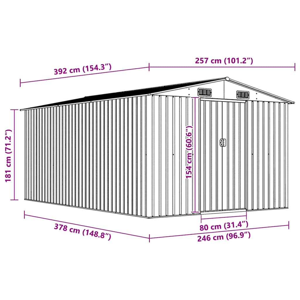 Garden Shed | Brown | Galvanised steel | Large | Durable | Garden Shed