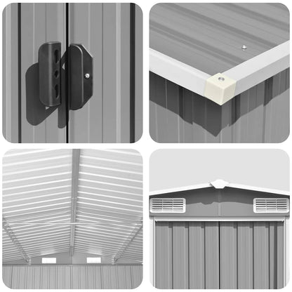 Garden Shed | Metal Grey | Galvanized Steel | 257x489x181 cm