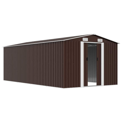 Garden Shed 257x489x181 cm Metal Brown