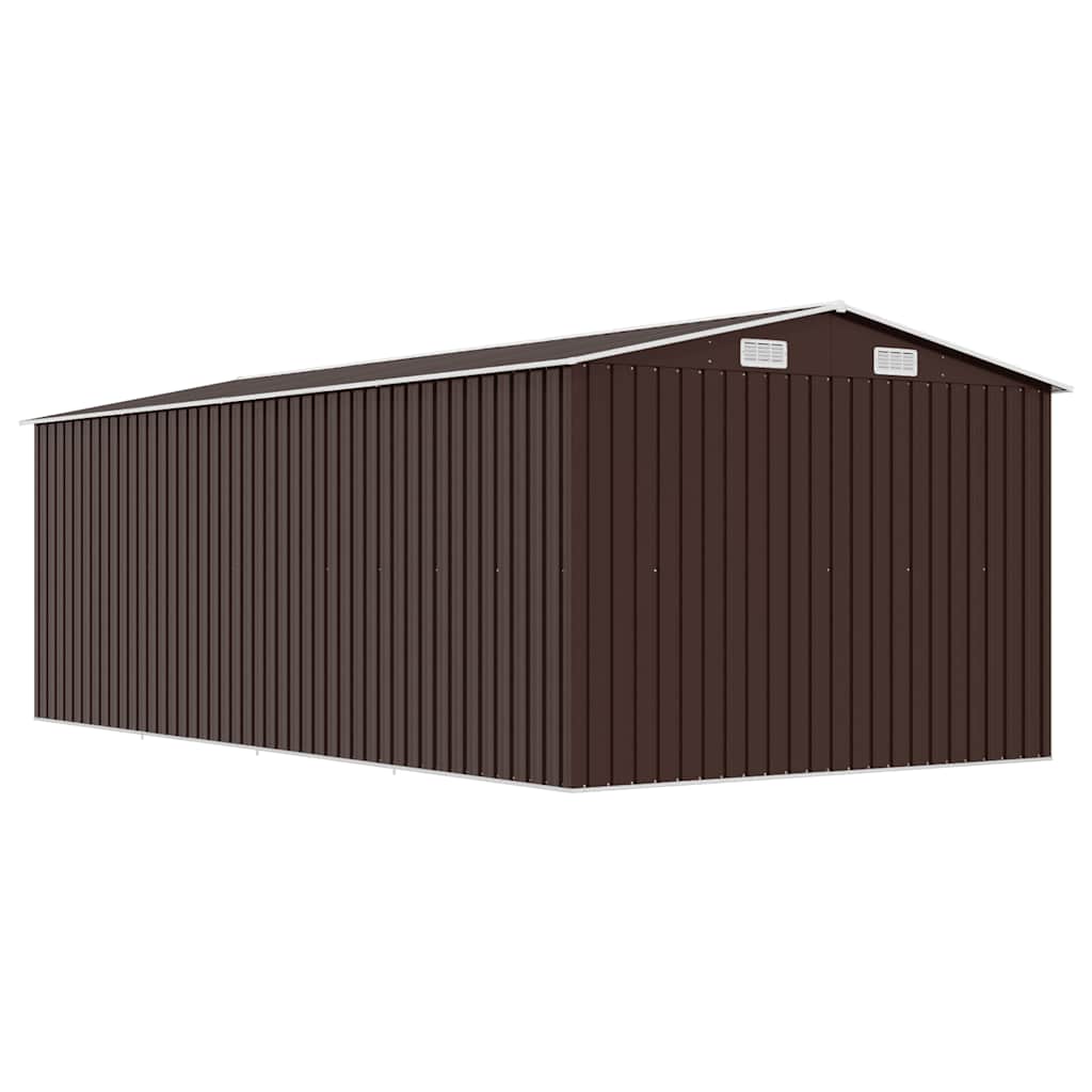 Garden Shed 257x489x181 cm Metal Brown