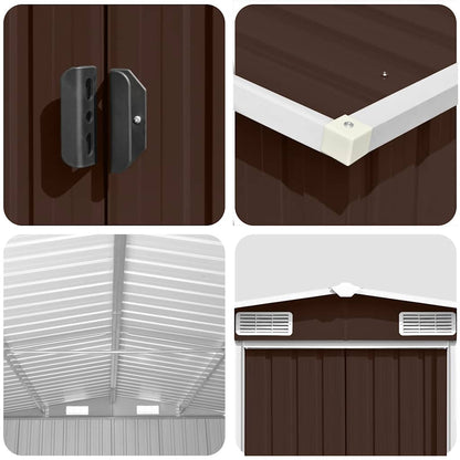 Garden Shed 257x489x181 cm Metal Brown