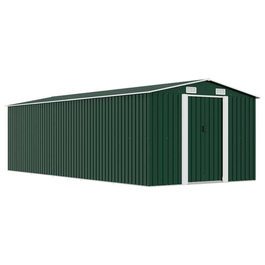 Garden Shed 257x580x181 cm Metal Green