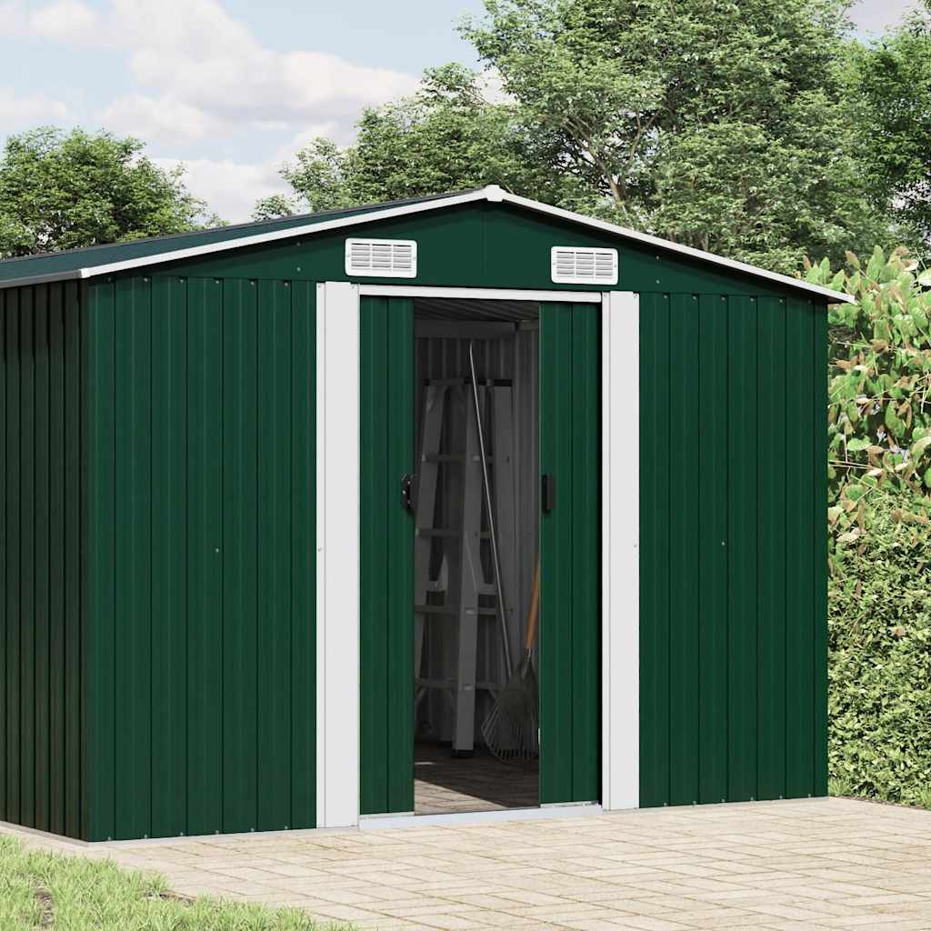 Garden Shed 257x580x181 cm Metal Green