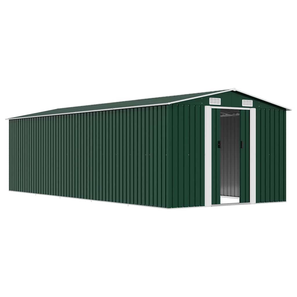 Garden Shed 257x580x181 cm Metal Green
