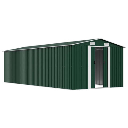 Garden Shed 257x580x181 cm Metal Green