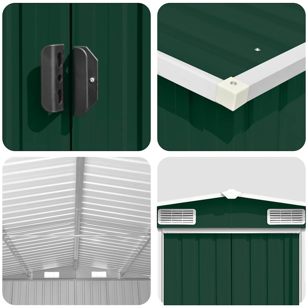 Garden Shed 257x580x181 cm Metal Green
