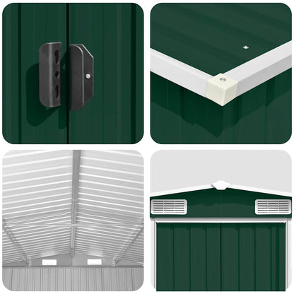 Garden Shed 257x580x181 cm Metal Green